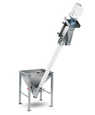 Transportador de tornillo flexible, aplicación sanitaria